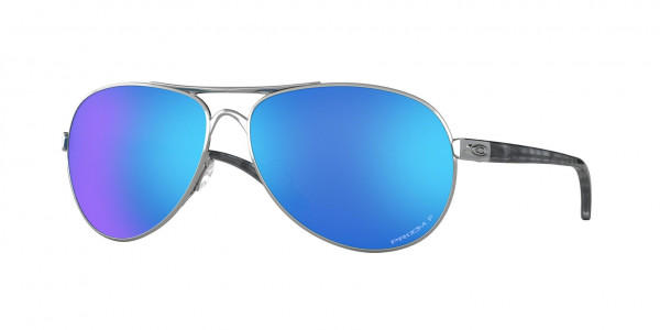 Oakley OO4079 FEEDBACK Sunglasses, 407933 FEEDBACK POLISHED CHROME PRIZM (GREY)