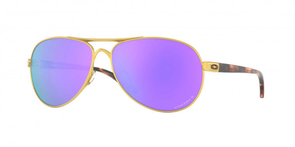 Oakley OO4079 FEEDBACK Sunglasses, 407939 FEEDBACK SATIN GOLD PRIZM VIOL (GOLD)