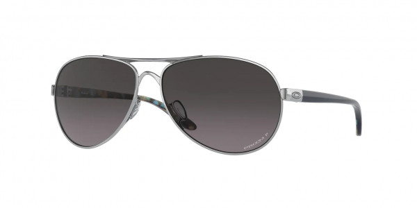 Oakley OO4079 FEEDBACK Sunglasses, 407940 FEEDBACK POLISHED CHROME PRIZM (GREY)