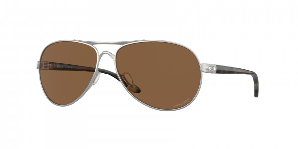 Oakley OO4079 FEEDBACK Sunglasses, 407947 FEEDBACK SATIN CHROME PRIZM BR (SILVER)