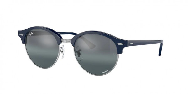 Ray-Ban RB4246 CLUBROUND Sunglasses, 1366G6 CLUBROUND BLUE ON SILVER DARK (BLUE)