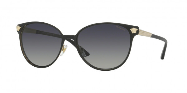 Versace VE2168 Sunglasses, 1377T3 MATTE BLACK/PALE GOLD LIGHT GR (BLACK)