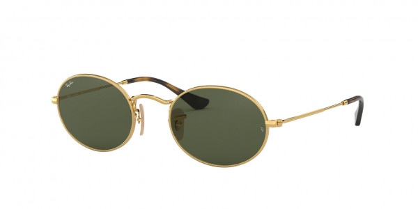 Ray-Ban RB3547N OVAL Sunglasses, 001 OVAL ARISTA G-15 GREEN (GOLD)