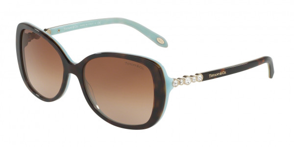 Tiffany & Co. TF4121B Sunglasses, 81343B HAVANA ON TIFFANY BLUE BROWN G (TORTOISE)