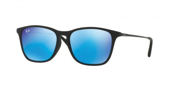 Ray-Ban Junior RJ9061SF Sunglasses, 700555 RUBBER BLACK BLUE FLASH (BLACK)