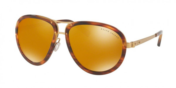 Ralph Lauren RL7053 Sunglasses, 93115A STRIPPED HAVANA MIRROR GOLD MU (BROWN)