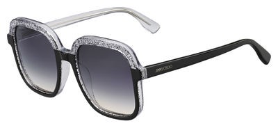 Jimmy Choo Safilo Glint/S Sunglasses, 0OTB(9C) Black Glitter Gray