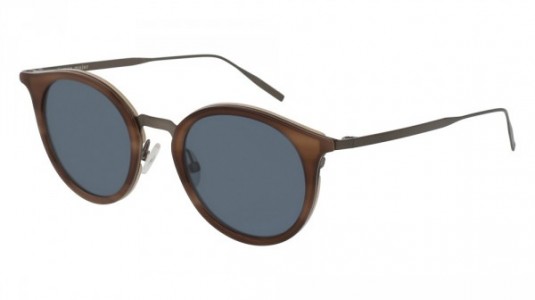 Tomas Maier TM0027S Sunglasses, 002 - BROWN with RUTHENIUM temples and BLUE lenses