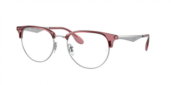 Ray-Ban Optical RX6396 Eyeglasses, 3131 TRANSPARENT RED ON SILVER (RED)