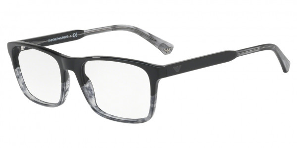 Emporio Armani EA3120 Eyeglasses, 5566 SHINY BLACK & STRIPED GREY (BLACK)