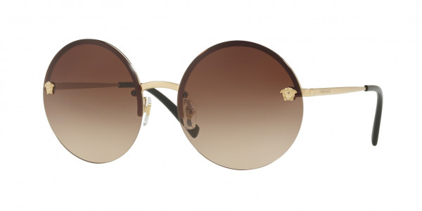 Versace VE2176 Sunglasses, 125213 PALE GOLD LIGHT/DARK BROWN GRA (GOLD)