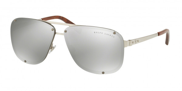 Ralph Lauren RL7055 Sunglasses, 90306G BRUSHED SILVER LIGHT GREY MIRR (SILVER)