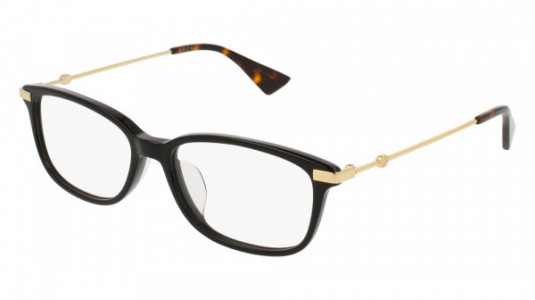 Gucci GG0112OA Eyeglasses, 002 - HAVANA with GOLD temples and TRANSPARENT lenses