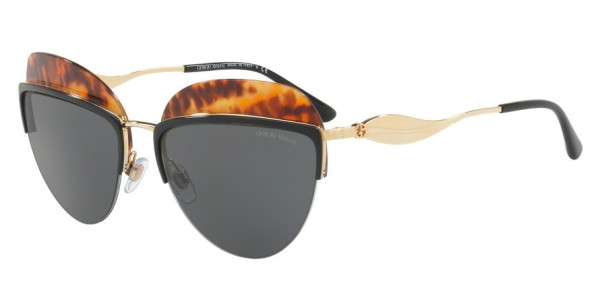 Giorgio Armani AR6061 Sunglasses, 302187 TOP BLACK/YELLOW HAVANA (BLACK)