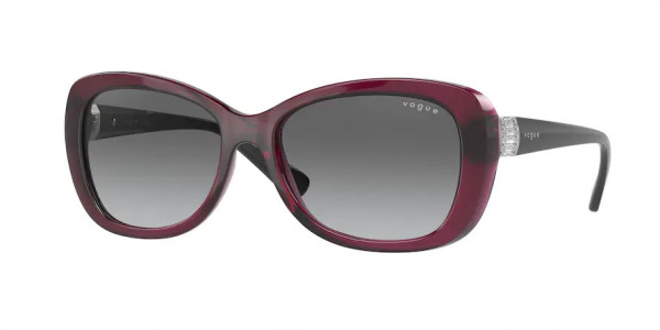 Vogue VO2943SB Sunglasses, 298911 TRANSPARENT DARK CHERRY GREY G (RED)