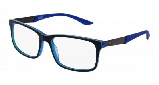 Puma PU0074O Eyeglasses, 006 - BLUE with TRANSPARENT lenses