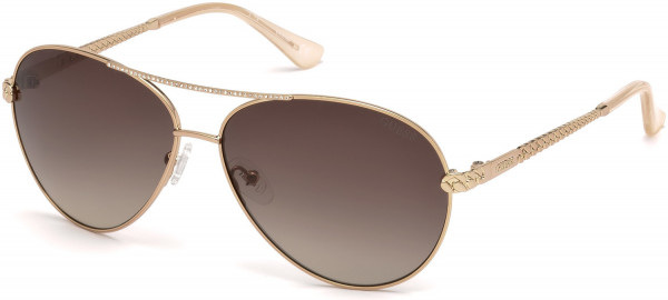 Guess GU7470-S Sunglasses, 28F - Shiny Rose Gold With Crystal Stones/brown Gradient Lens