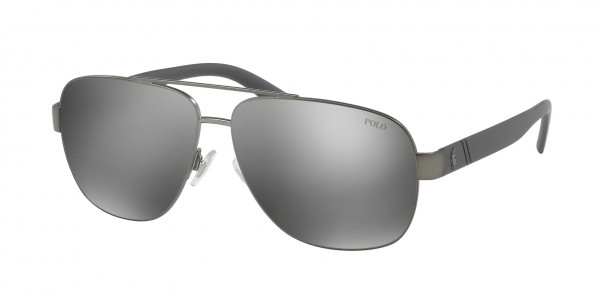 Polo PH3110 Sunglasses, 91576G SEMI-SHINY DARK GUNMETAL MIRRO (GREY)