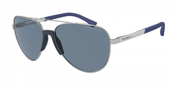 Emporio Armani EA2059 Sunglasses, 30452V MATTE SILVER DARK BLUE POLAR (SILVER)