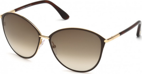 Tom Ford FT0320 PENELOPE Sunglasses, 28F - Light Brown/Monocolor / Dark Havana