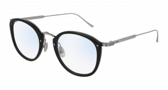 Cartier CT0020O Eyeglasses, 004 - BLACK with GUNMETAL temples and TRANSPARENT lenses