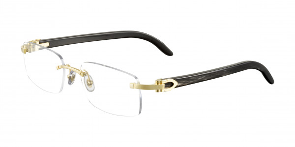 Cartier CT0049O Eyeglasses, 001 - GOLD with BLACK temples and TRANSPARENT lenses