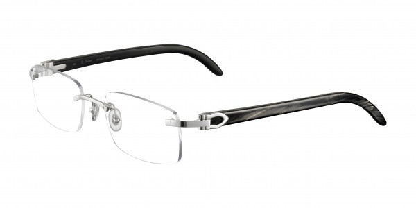 Cartier CT0049O Eyeglasses, 002 - SILVER with BLACK temples and TRANSPARENT lenses