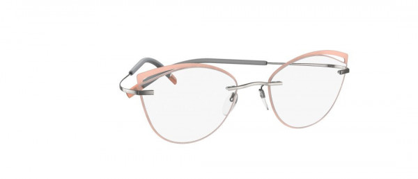 Silhouette TMA Icon Accent Rings fu Eyeglasses, 7010 Cool Grey / Salmon