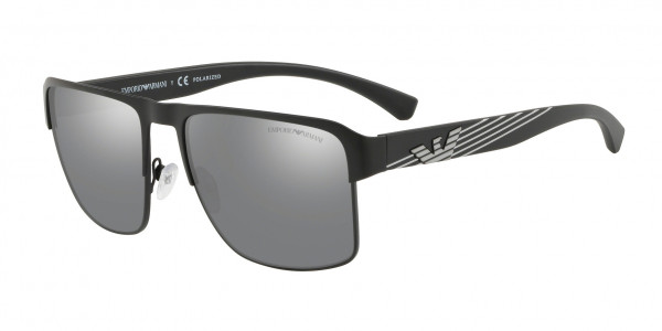 Emporio Armani EA2066 Sunglasses, 3001Z3 MATTE BLACK MIRROR SILVER POLA (BLACK)