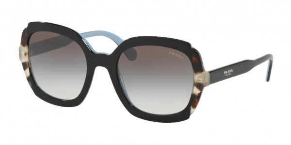 Prada PR 16USF HERITAGE Sunglasses, KHR0A7 BLACK AZURE/SPOTTED BROWN (BLACK)