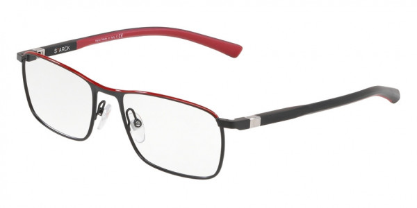 Starck Eyes SH2039 Eyeglasses, 0002 MATTE BLACK/RED (BLACK)