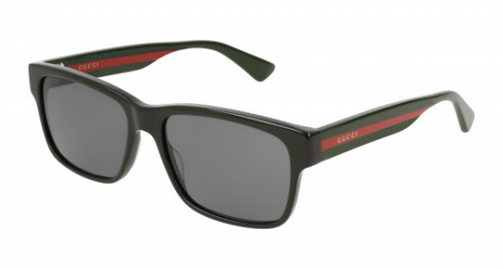 Gucci GG0340S Sunglasses, 006 - BLACK with MULTICOLOR temples and GREY lenses