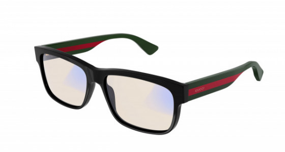Gucci GG0340S Sunglasses, 011 - BLACK with GREEN temples and YELLOW lenses