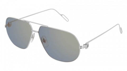 Cartier CT0111S Sunglasses, 002 - SILVER with BLUE lenses
