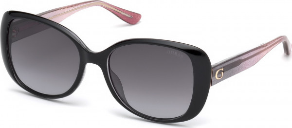 Guess GU7554 Sunglasses, 01B - Shiny Black / Shiny Light Pink