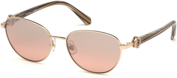 Swarovski SK0205 Sunglasses, 28U - Shiny Rose Gold / Bordeaux Mirror Lenses