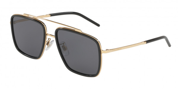Dolce & Gabbana DG2220 Sunglasses, 02/81 GOLD/BLACK DARK/LIGHT BROWN GR (BLACK)