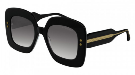 Bottega Veneta BV0237S Sunglasses, 001 - BLACK with CRYSTAL temples and GREY lenses