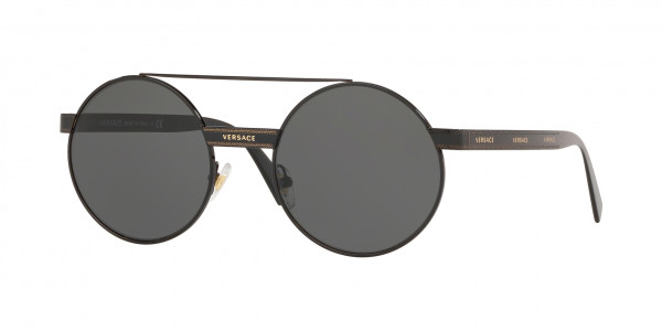 Versace VE2210 Sunglasses, 100987 BLACK DARK GREY (BLACK)