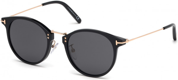 Tom Ford FT0673 Jamieson Sunglasses, 01A - Shiny Black, Shiny Rose Gold / Smoke Lenses