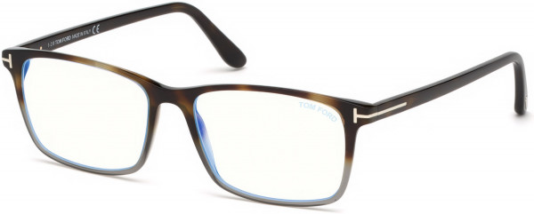 Tom Ford FT5584-B Eyeglasses, 056 - Shiny Havana & Grey, Palladium 