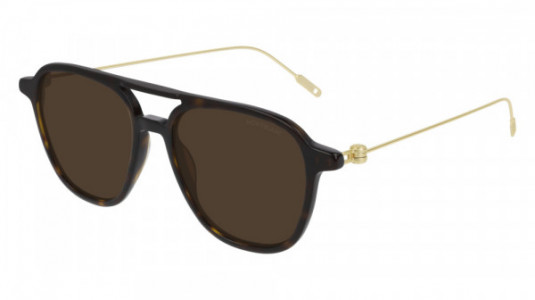 Montblanc MB0003S Sunglasses, 002 - HAVANA with GOLD temples and BROWN lenses