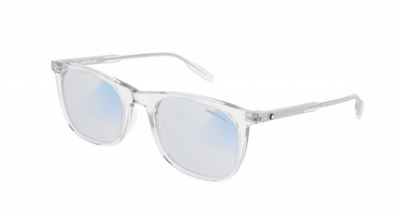 Montblanc MB0007S Sunglasses, 006 - CRYSTAL with LIGHT BLUE lenses