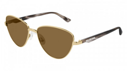 Balenciaga BB0011S Sunglasses, 002 - GOLD with HAVANA temples and BROWN lenses