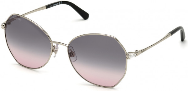Swarovski SK0266 Sunglasses, 16B - Shiny Palladium / Gradient Smoke Lenses