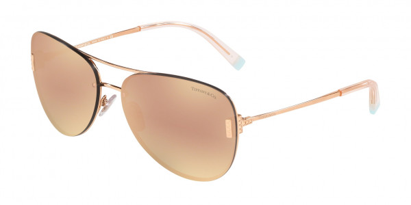 Tiffany & Co. TF3066 Sunglasses, 61054Z RUBEDO GREY MIRROR ROSE GOLD (RED)