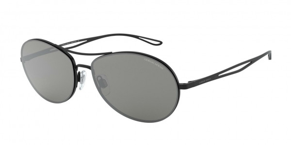 Giorgio Armani AR6099 Sunglasses, 30016G MATTE BLACK GREY MIRROR SILVER (BLACK)