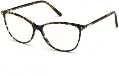 Tom Ford FT5616-B Eyeglasses, 056 - Shiny Dark Havana W. Shiny Rose Gold Details/ Blue Block Lenses