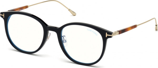 Tom Ford FT5644-D-B Eyeglasses, 090 - Shiny Blue / Shiny Pale Gold