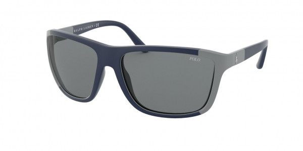 Polo PH4155 Sunglasses, 581087 MATTE GREY/RUBBER NAVY BLUE LI (GREY)